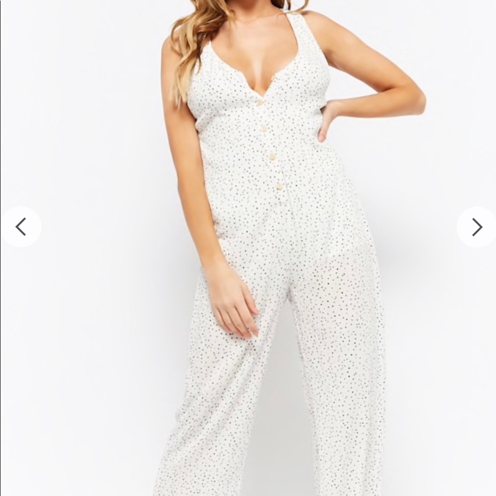 Dot Print Sleeveless Jumpsuit